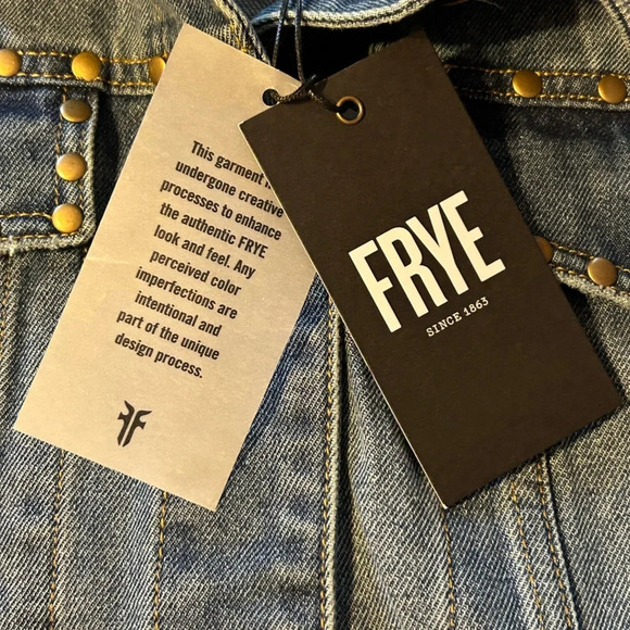 NEW! Women's Frye Denim Studded Jean Jacket Large - Picture 4 of 8
